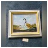 FRAMED GEESE SCENE APPEARS TO BE PAINTING ON CANVAS