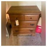WOODEN THREE DRAWER DRESSER AND CONTENTS
