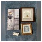ONE FRAMED DOILY, WALL DECOR FRAME AND WOODEN BIRD THEME DECOR MARKED LESSONS FROM A BIRD