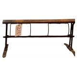ANTIQUE CAST IRON AND WOOD BUTCHER PAPER HOLDER