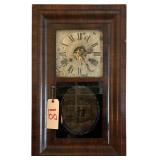 ANTIQUE SETH THOMAS OG STYLE CLOCK W/ 2 WEIGHTS - WORKING