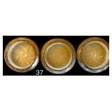 3 GLASS COASTERS W/ STERLING SILVER RIMS