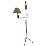 ELECTRIC LAMP ON WROUGHT IRON BASE (UNTESTED)