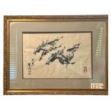 GALLOPING HORSES ORIENTAL ARTWORK/PRINT - VIEWING AREA APPROX. 16.75” X 26.5”