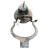 ANTIQUE CRYSTAL METAL USA NO. 2 CAST IRON BELL W/ CLAPPER