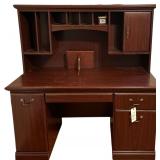 WOODEN COMPUTER DESK W/ WOODEN 2-DRAWER FILING CABINET