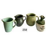 3 VINTAGE POTTERY PITCHERS, VINTAGE TULLAMORE DEW JUG