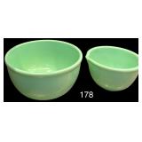 2 JADEITE MIXING BOWLS: 1 APPROX. 9” DIAMETER, 1 APPROX. 6” DIAMETER