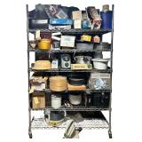 ALL RACKS IN BASEMENT W/ CONTENTS AS-PICTURED: 7 VINTAGE GRATERS, ELECTRIC BLOWER, ELECTRIC KNIVES, MICHELOB COOPER COOLER, SEAL-A-MEAL, 2 ELECTRIC FANS, 2 IGLOO PLAYMATE COOLERS, SEARS/CRAFTSMAN SHOP