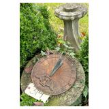 VIRGINIA METALCRAFTERS SUN DIAL, CONCRETE BIRD BATH BASE