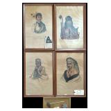 4 VINTAGE MCKENNEY & HALL NATIVE AMERICAN PRINTS PUBLISHED BY E.C. BIDDLE PHILADELPHIA PA (SHOWING WEAR/STAINING DUE TO AGE) - ALL APPROX. 18” X 12”: “NO-TIN A CHIPPEWA CHIEF”, “KISH-KE-KOSH