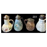 4 ANTIQUE VICTORIAN ERA SYRUP PITCHERS