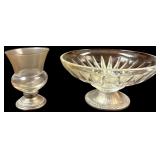 STERLING SILVER BASE CLEAR GLASS VASE, STERLING SILVER BASE CLEAR GLASS CANDY DISH - LARGER BASE WEIGHS 2.02 TROY OUNCES
