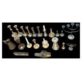 APPROX. 15 BRASS CANDLEHOLDERS, LARGER BRASS MENORAH, SMALL BRASS MENORAH, BRASS SHOE, BRASS NAPKIN HOLDER, BRASS OIL LAMP, MADE IN ENGLAND BRASS PITCHER