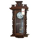 VINTAGE WALL HANGING PENDULUM CLOCK W/ KEY - WORKING