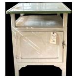 VINTAGE ENAMEL TOP WOODEN KITCHEN ISLAND