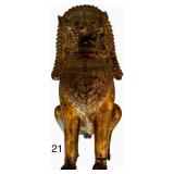 VINTAGE HEAVY ORIENTAL GUARDIAN LION STATUE