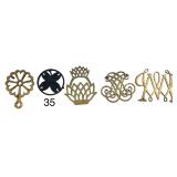 6 BRASS TRIVETS, 2 CAST IRON TRIVETS