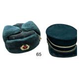 ANTIQUE RAILROAD PORTER’S HAT, VINTAGE RUSSIA SOVIET UNION HAT, 1941 CIVILIAN CONSERVATION CORPS GARRISON SIDE CAP