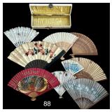 NICE ASSORTMENT OF 9 ELEGANT ORIENTAL FANS TO INCLUDE SOME ANTIQUE