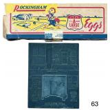 VINTAGE BOSTON MUSEUM OF FINE ARTS KNEEHOLE DESK STAMP, VINTAGE ROCKINGHAM GRADE A LARGE EGG CARTON