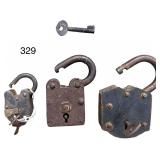 3 ANTIQUE LOCKS W/ KEYS