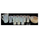 LOT OF FOSTORIA AMERICA: BOWL, PITCHER, AND 9 FOOTED TUMBLERS