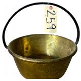 ANTIQUE BRASS BUCKET W/ APPLIED HANDLE