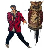 VINTAGE ELVIS PRESLEY SWINGING LEGS CLOCK, VINTAGE GERMAN OWL MOVING EYES CLOCK