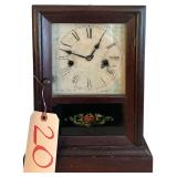 ANTIQUE WATERBURY CLOCK CO. 8 DAY 30 HOUR CLOCK W/ KEY - APPEARS TO BE WORKING