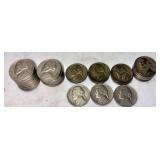 WARTIME U.S. JEFFERSON NICKELS PLUS OTHERS: 2 1942, 2 1943, 2 1944, 6 1945, PLUS 20 1941; 3 EARLY 1939 JEFFERSON NICKELS