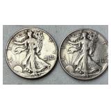 TWO U.S. LIBERTY WALKING SILVER HALF DOLLARS: WARTIME 1943-D, 1943