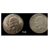 TWO 1972 U.S. EISENHOWER DOLLAR COINS
