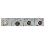 4 SILVER U.S. MERCURY DIMES, WARTIME, 1941, 1943, 1944-S, 1944