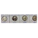 4 U.S. SILVER QUARTERS, 1952, 1953, 2 1954