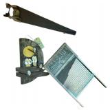 VINTAGE WASHBOARD, HANDSAW, AND OWL DECOR