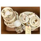 NARUMI JAPAN SHASTA PINE PATTERN CHINA: CUPS, SAUCERS, DINNER PLATES, SQUARE SALAD PLATES, SALT AND PEPPER SHAKERS, CREAMER AND SUGAR, OVULAR SERVING BOWL, ETC.