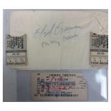 FLOYD CRAMER AND MARY CRAMER AUTOGRAPH, VINTAGE TICKET STUBS FROM CIVIC COLISEUM KNOXVILLE TN 1980 W/ PARKING TICKET; CHUBBY CHECKER TICKET STUB
