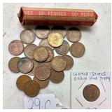 ROLL OF 50 U.S. WHEAT PENNIES, APPROX. 23 LOOSE WHEAT PENNIES (73 TOTAL), UNITED STATES INDIAN HEAD PENNY 1903
