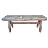 HEAVY WOODEN BENCH APPROXIMATELY 50 INCHES LONG