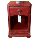 SMALL 1-DRAWER STAND PAINTED DEEP RED (LAMP NOT INCLUDED)