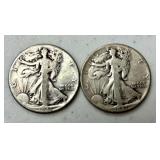 TWO 1941 U.S. WARTIME WALKING LIBERTY SILVER HALF DOLLARS