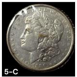 1890 MORGAN SILVER DOLLAR, EXCELLENT DETAILS