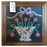 HAND-PIECED FRAMED FLORAL WALL ART