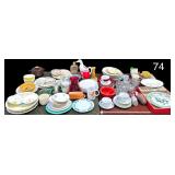 LARGE ASSORTMENT OF GLASSWARE TO INCLUDE NAMES SUCH AS HOMER LAUGHLIN, MIKASA, HARVEST USA, JOHN MADDOCK & SONS BOMBAY, SYRACUSE CHINA, ROYAL SEALY JAPAN, THE FRENCH SAXSON CHINA CO., CAVALIER EGGSHEL