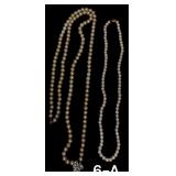 PEARL TYPE NECKLACE W/ 14K GOLD CLASP, EXTRA LONG GLASS PEARL NECKLACE
