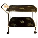 VINTAGE TOLEWARE 2-TIER ROLLING SERVICE CART