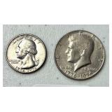 UNITED STATES BICENTENNIAL KENNEDY HALF DOLLAR AND BICENTENNIAL QUARTER