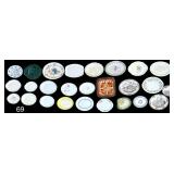 APPROX. 26 SERVING PLATTERS (SOME AS-IS) TO INCLUDE JOHNSON BROS. “THE FRIENDLY VILLAGE W/ MATCHING BOWL, HOMER LAUGHLIN, STAFFORDSHIRE ENGLAND HERITAGE HALL, CHRISTMAS, HR WYLLIE CHINA, HAND-DONE T