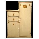 VINTAGE SOLID WOOD DECORATED CABINET - 2 DOORS, 2 DRAWERS